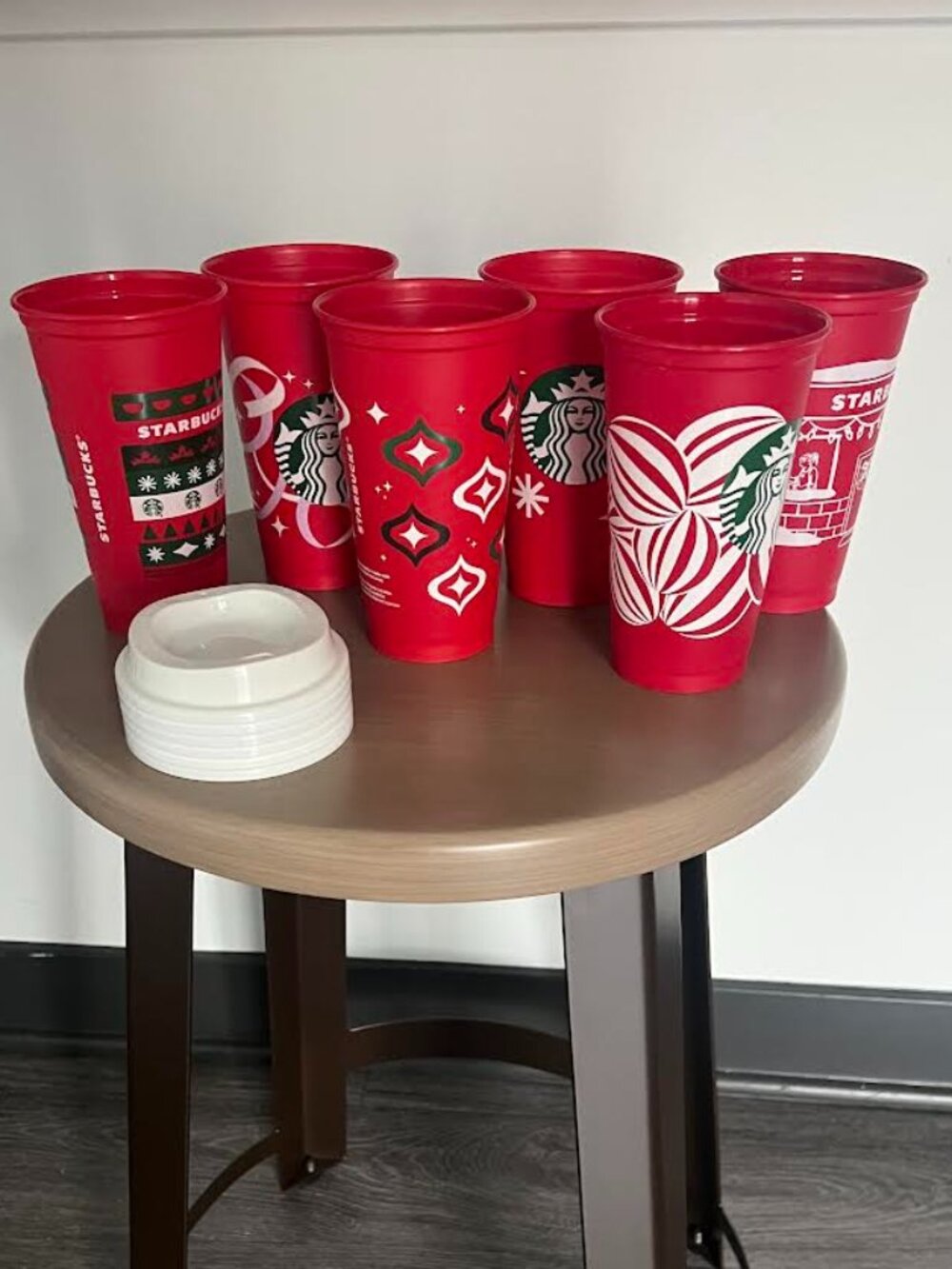 Six Starbucks Holiday Cups